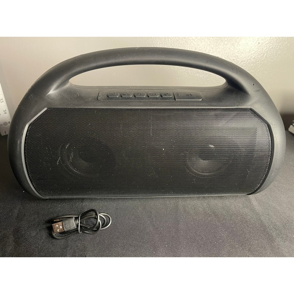 Fisher Portable Wireless Bluetooth Boombox Speaker with LED Lights Black